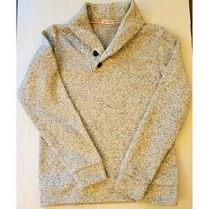 H2H Men's Gray Heathered Fleece Collared Button Neck Pullover Sweater M